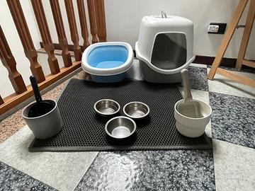 Lettiere, tappetino, scodelle gatto cane