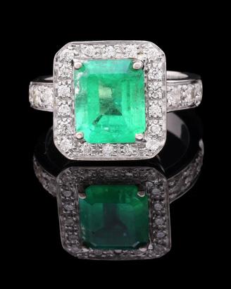 ANELLO ORO 18KT SMERALDO 4.50CT E BRILLANTI 0.33CT