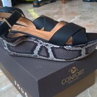 SANDALI Donna zeppa effetto Pitone