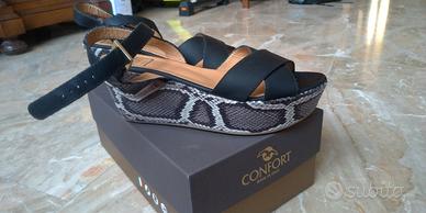 SANDALI Donna zeppa effetto Pitone