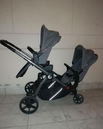 Passeggino gemellare peg perego grigio