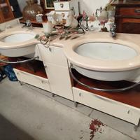 Mobile da bagno in marmo cipria doppio lavandino