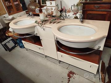 Mobile da bagno in marmo cipria doppio lavandino