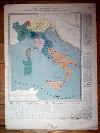 Rara stampa antica - Carta città d'Italia - 1850