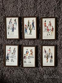 6 quadretti con stampe uniforme militari storiche