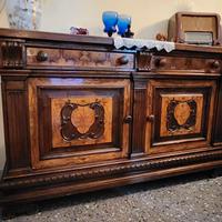 Credenza antica italiana in legno massello intarsi