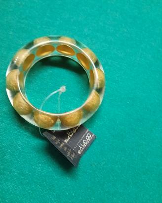 Bracciale artigianale resina e foglia oro 24 kt.
