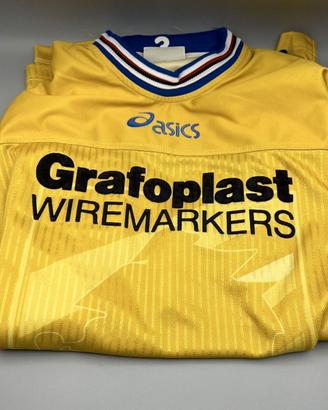 2001/02 SAMPDORIA MAGLIA CALCIO GIALLA GRAFOPLAST