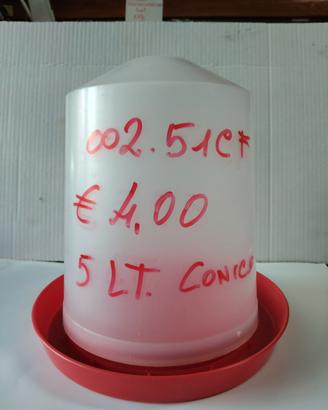 nuovo abbeveratoio in plastica da 5 litri conico