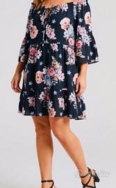 Abito nero a fiori taglia unica