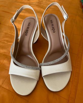 Sandalo donna ecopelle bianco