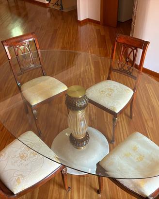 Tavolo Cristallo Ovale con Base in Vetro Murano