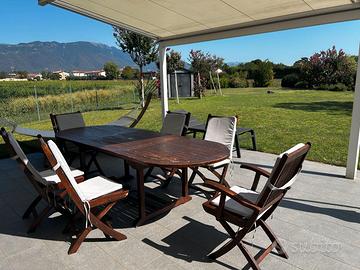 set tavolo sedie legno giardino