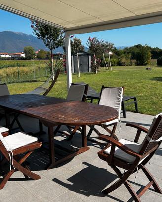set tavolo sedie legno giardino