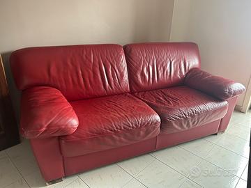 Divano 3 posti in pelle rossa Divani & Divani