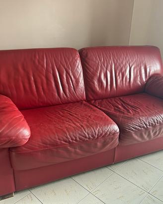 Divano 3 posti in pelle rossa Divani & Divani