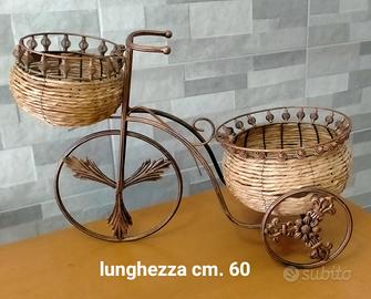 Vintage portavasi vimini/metallo