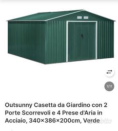 Casetta da Giardino con 2 Porte Scorrevoli