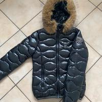 Piumino blauer da donna nero lucido con pelliccia