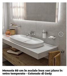 Mensola Gedy  cm 60 acciaio e vetro satinato 