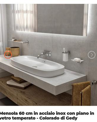Mensola Gedy  cm 60 acciaio e vetro satinato 