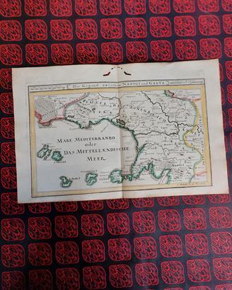 Antica Carta Del Golfo Di Napoli  Gaeta Mappa 1717