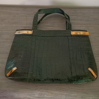 Borsa vintage in pelle di coccodrillo verde