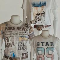 Lotto 3 t-shirt con stanpa donna
