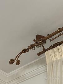 Bastone per tende doppio in ferro battuto