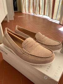 Mocassini GEOX donna in pelle scamosciata beige