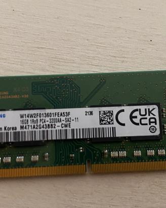 Memoria ram 16gb 1RX8 PC4-3200AA DDR4 notebook