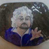Beppe Grillo pietra dipinta a mano