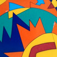 Piatto ceramica, grafica Ugo Nespolo 