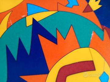 Piatto ceramica, grafica Ugo Nespolo 