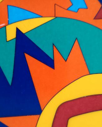 Piatto ceramica, grafica Ugo Nespolo 