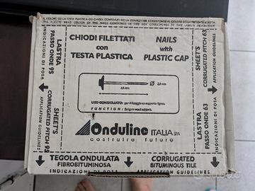 Chiodi filettati con testa plastica.