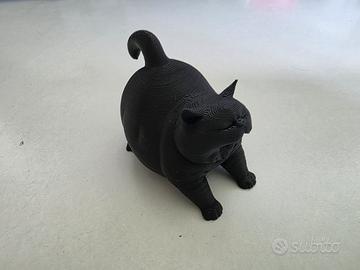 Simpatico Gatto Cicciotto Nero in Stampa 3D (6 cm)