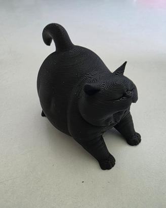 Simpatico Gatto Cicciotto Nero in Stampa 3D (6 cm)