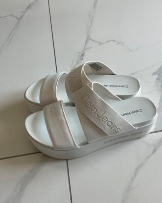 Calvin Klein Jeans Sandali Platform Bianchi Donna