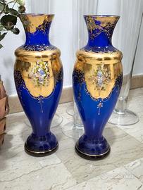 2 vasi Murano class blù oro euro 50 