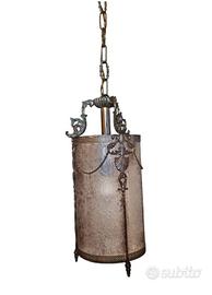 Lampadario A Sospensione Vintage In Ottone