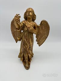 Statua scultura angelo antica in legno arte sacra