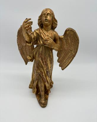 Statua scultura angelo antica in legno arte sacra