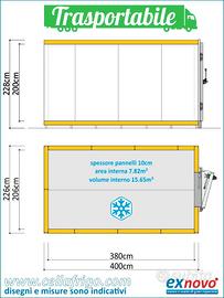 cella frigo TN/BT con pavimento pre-mont. 226X400