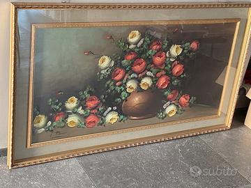 QUADRO A OLIO motivo floreale cm 140x80