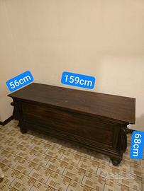 Cassapanca Antica Legno Massiccio Piedi a Cipolla