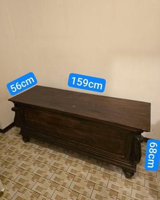 Cassapanca Antica Legno Massiccio Piedi a Cipolla