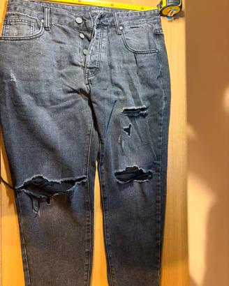 jeans neri neri strappati identity uomo denim