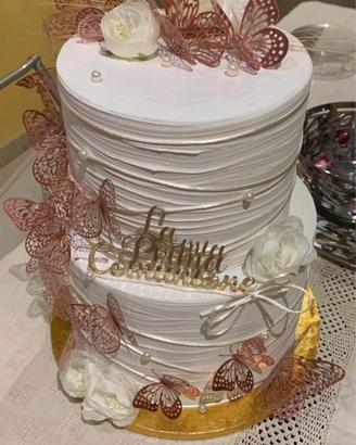 Torta finta comunione o battesimo bimba
