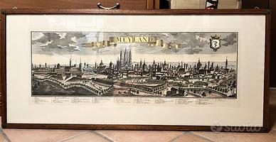Quadro veduta antica Milano "Meyland" riproduzione